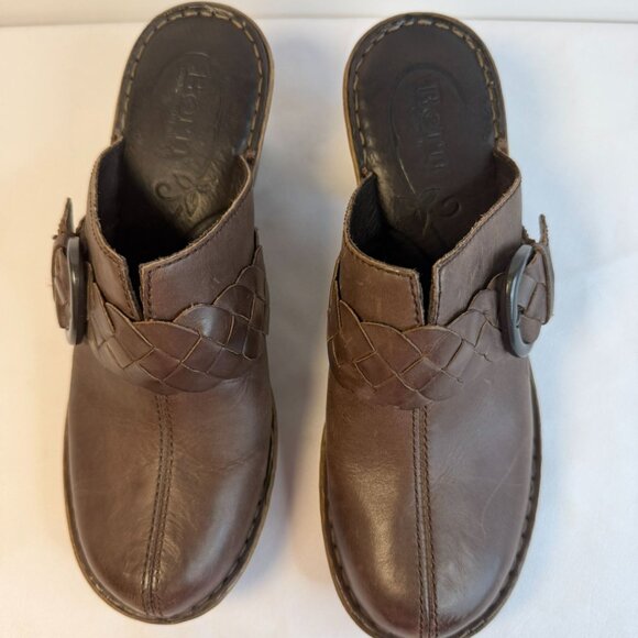 Born Emme Mule Womens Size 7 Brown Leather Slip On Boho Platform Mule Shoes - Picture 3 of 13